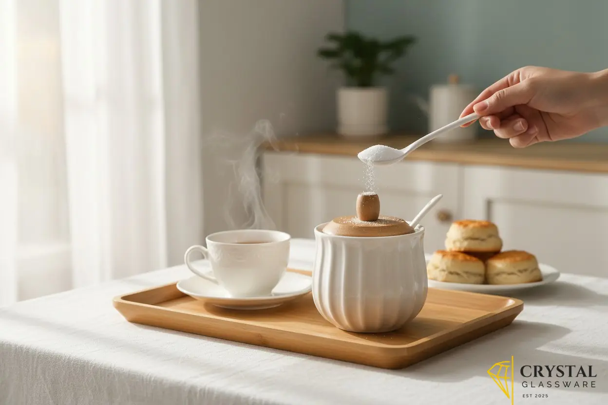 Elegent White Ceramic Sugar Pot